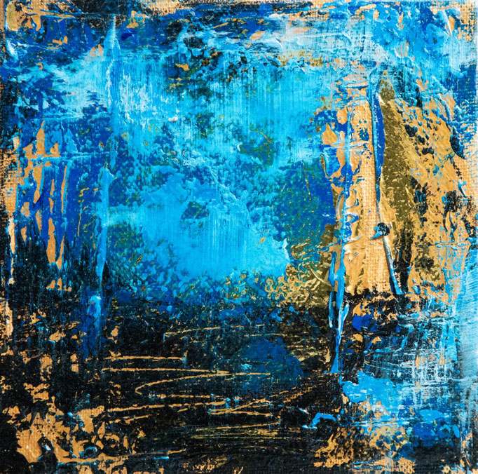 Reflexion in Blue II: 15x15 : Mischtechnik auf Leinwand, 2022 - VERKAUFT