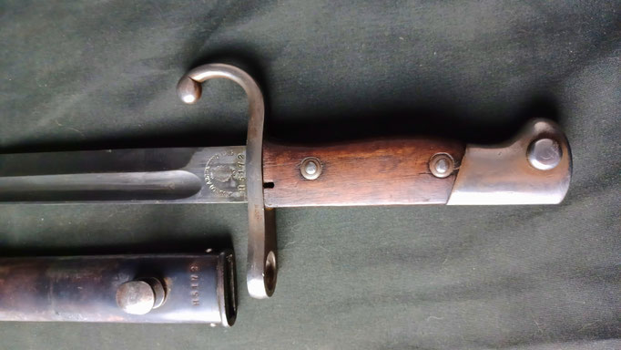 baïonnette  mauser argentine  modelèle 1909 detail marquages ricasso 