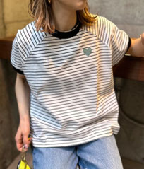 ハート＆ロゴ刺繍 ラグランTシャツ フォーユー価格　2,880(税込)  バックにも刺繍あります