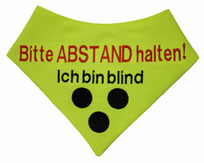 Abstand halten, Blindenhalstuch, Blinder Hund, blind, hundehalstuch