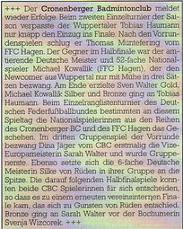 Cronenberger Anzeiger Bericht vom 26.04.2005 ERLT