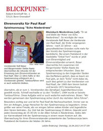 Echo Ehrenvorsitzender Paul Raaf