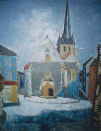 Tableau : église à Jouy-en-Josas (yvelines), en 1956