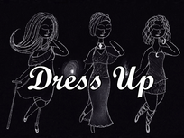 White lineart on black background of three ethereal women, one a cane user, one with limb differences