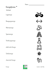 Arbeitsblatt: Energieformen
