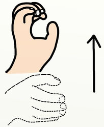 rappresentazione grafica del segno BICCHIERE (lingua dei segni italiana) di Francesca Romana Rosa