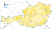 Karte zur Verbreitung des Kuckucks in Österreich.