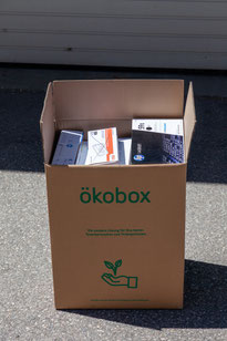 Gefüllte Ökobox mit leeren Toner