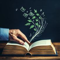 consultor invitando a descargar el libro que ayudara a otros a entender como adquirir conocimientos de negocios