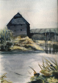 'Sussex Barn 2', watercolour, 21 x 29.5cm