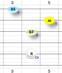Ⅶ:C#m7b5 ①②③⑤弦