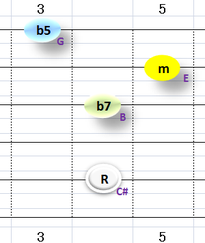 Ⅶ：C#m7b5　①②③⑤弦