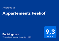 booking.com, award, label, hotel feehof saas-fee, saastal, bewertung