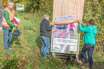 Aufsteller für den Radwegebau an der L21