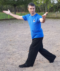 Stuart Ford, demonstrating a Bagua circle walking (Eight Mother Palms) posture called Double Carry