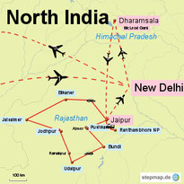 Bild: Karte von meiner Reise durch Nord Indien