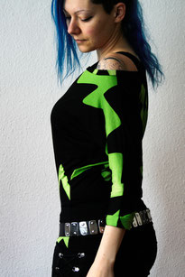 Fledermaus-Shirt in schwarz und lime - Zebraspider