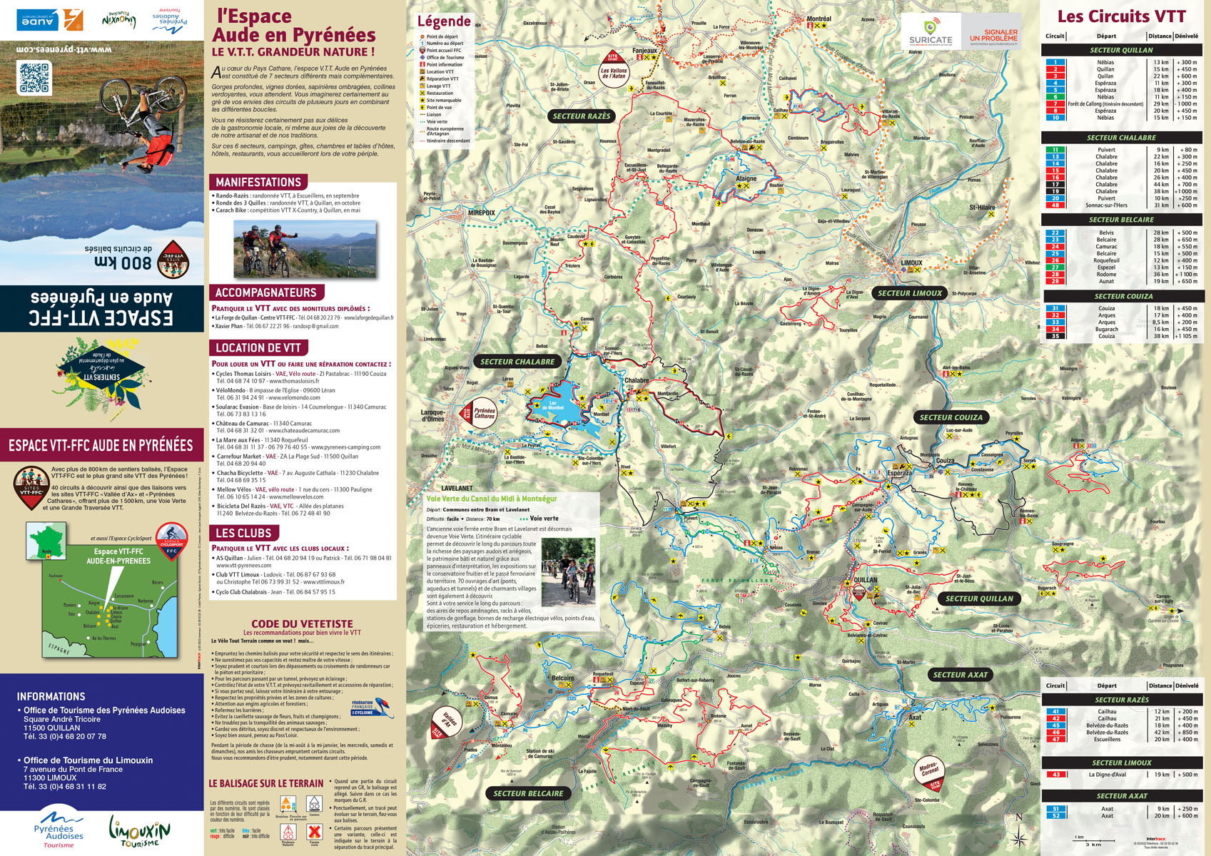 Carte Des Circuits Espace Vtt Aude En Pyrenees