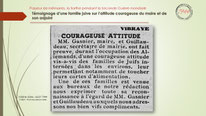 « Article du Maine Libre d’août 1944 relatant le témoignage d’une famille juive après la Libération, saluant le courage du maire de Vibraye et de son adjoint Guillaudeau.»