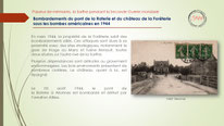 "Fiche expliquant les bombardements Alliés en 1944 à Allonnes sur le pont de la Raterie et dans le parc du château de la Forêterie"