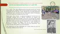 "Mort de Paul Favre, FFI, le 11 août 1944 dans les bois de Thorée les Pins".