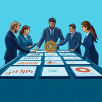 un ordenador que muestra como un consultor esta trabajando en KPIs que le permitiran al empresario mejorar su negocio