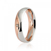Fede Nuzilai Unoaerre Galassia  in oro bianco e rosa con diamante