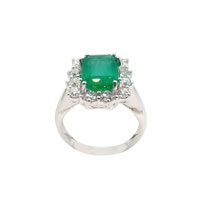 Anello smeraldo e diamanti in oro bianco 18kt 