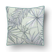 printed Cushion, designed by Mademoiselle Camille, choose your design, choose your print, choose your fabric: velvet, Popeline, Outdoor / illustrated papyrus plants