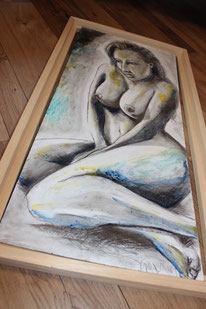 "Femme Fatale"  Kohle auf Hartfaserplatte 30x60 cm