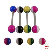 Piercing langue boules acrylique bicolores