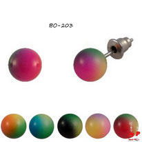 Boucles d'oreilles perles tricolores 8mm 6 couleurs