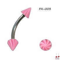 Piercing labret spike acrylique ballon de plage rose et blanc