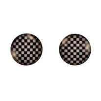 Boucles d'oreilles acier logo petit échiquier noir et blanc