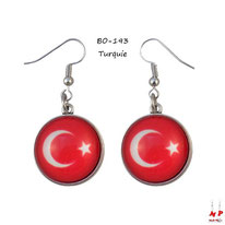 Boucles d'oreilles pendantes drapeaux Turquie