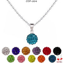 Colliers à pendentifs perles rondes shamballa 20 couleurs