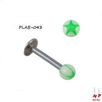 Piercing labret boule acrylique étoile verte