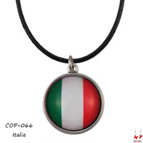 Collier à pendentif cabochon en verre drapeau de l'Italie