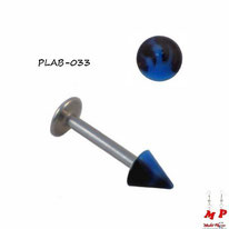 Piercing labret Spike acrylique flamme bleue et noir
