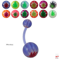 Piercings nombrils bioflex à boules acryliques feuilles