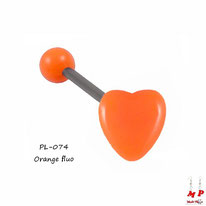 Piercing langue coeur orange en acrylique