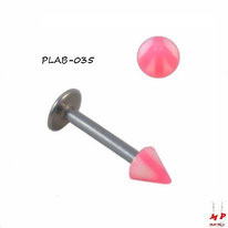 Piercing labret Spike acrylique Peace and Love rose