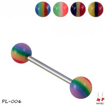 Piercings langue boules acrylique à rayures colorées