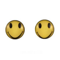 Boucles d'oreilles acier logo smiley jaune
