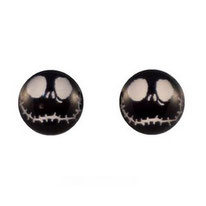 Boucles d'oreilles acier logo monstre noir et blanc