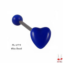 Piercing langue coeur bleu foncé en acrylique
