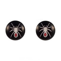 Boucles d'oreilles acier logo araignée blanche, rouge et noire