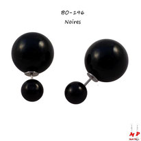 Boucles d'oreilles double perles noires