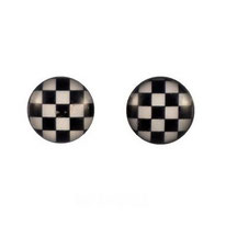 Boucles d'oreilles acier logo échiquier noir et blanc