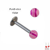 Piercing labret boule acrylique zébrée rose et violette